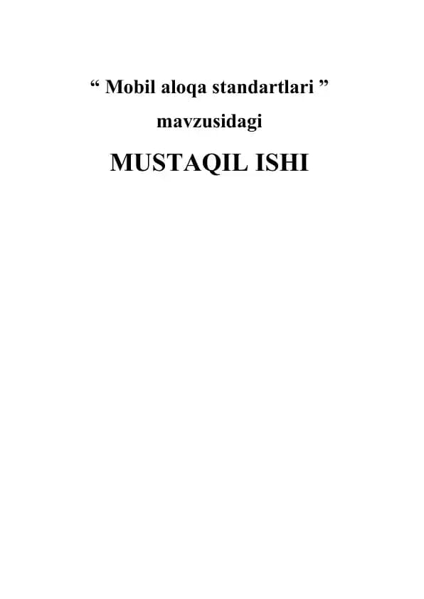 Mobil aloqa standardlari