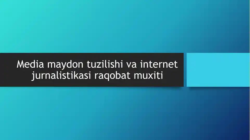 Media maydon tuzilishi va internet jurnalistikasi raqobat muxiti