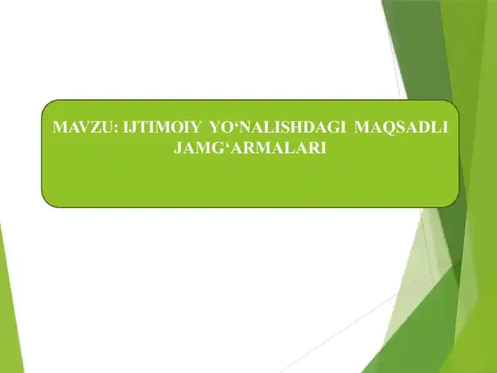 Ijtimoiy Yo‘nalishdagi Maqsadli Jamg'armalar