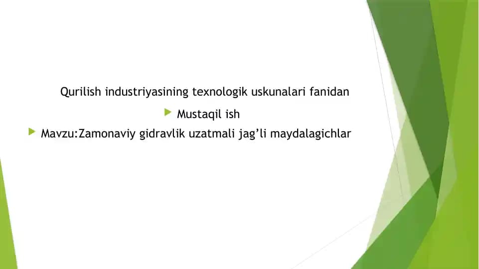 Zamonaviy gidravlik uzatmali jag'li maydalagichlar