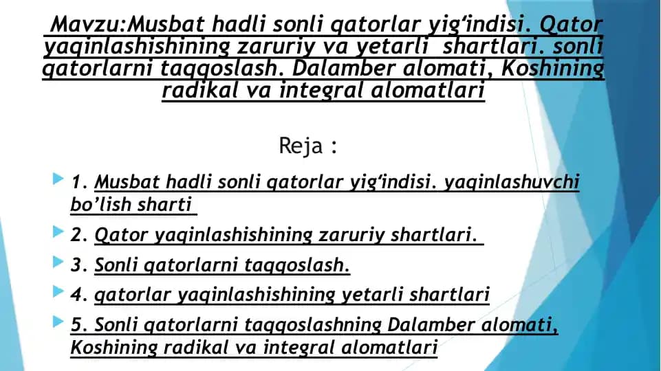Sonli qatorlar yig'indisi