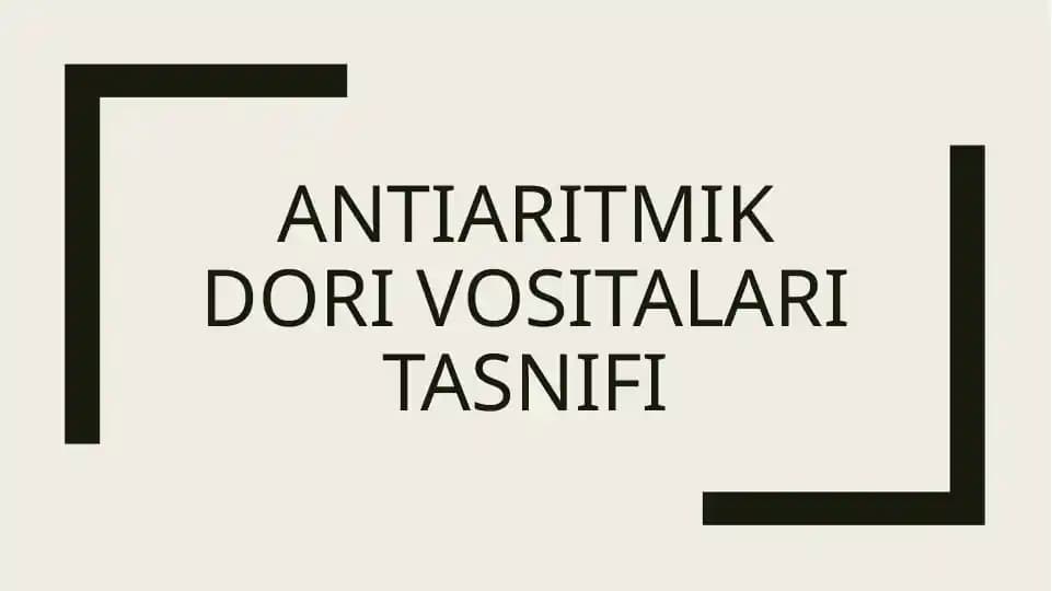 Antiaritmik dorivosi talar tasnifi