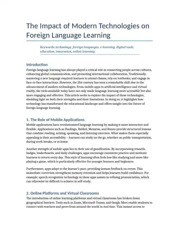 Impact of technology on language learning