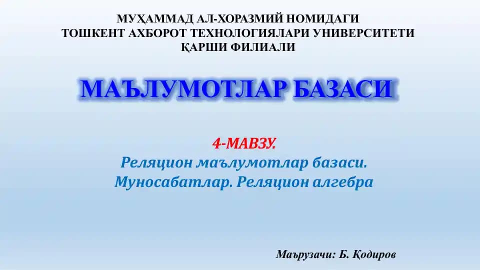 Ma'lumotlar bazasi