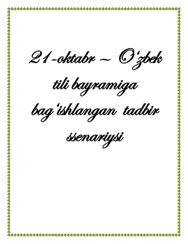 21-oktabr  Til bayrami  ssenariysi
