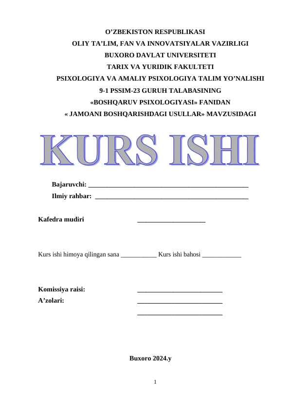 JAMOANI BOSHQARISHDAGI USULLAR