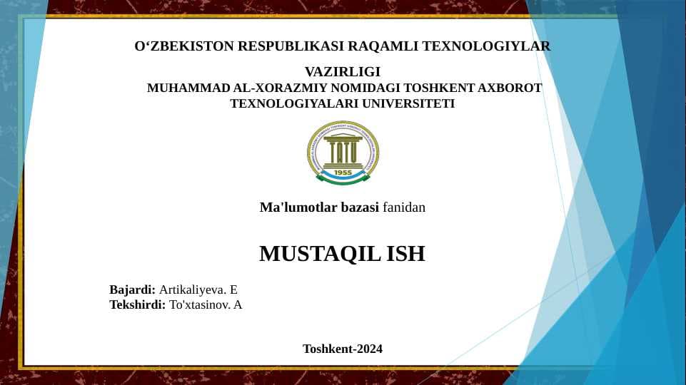 Ma'lumotlar bazasini shakllantirishda texnologiyalar perspektivalari