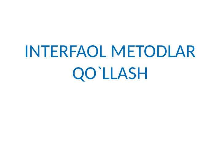 Interfaol metodlar