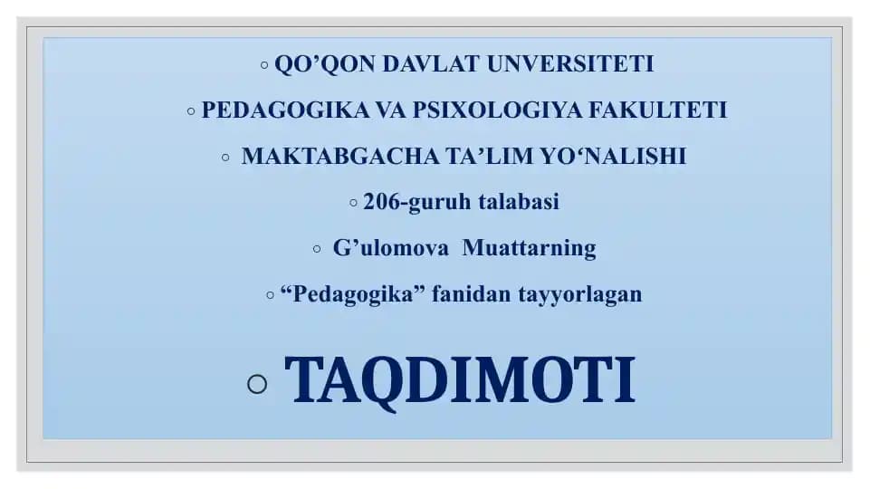 pedagogika shaxs tarbiyasi va rivojlanishi to'g'risidagu fan. Ilmiy pedagogik tadqiqotlar metodologiyasi va metodlari.