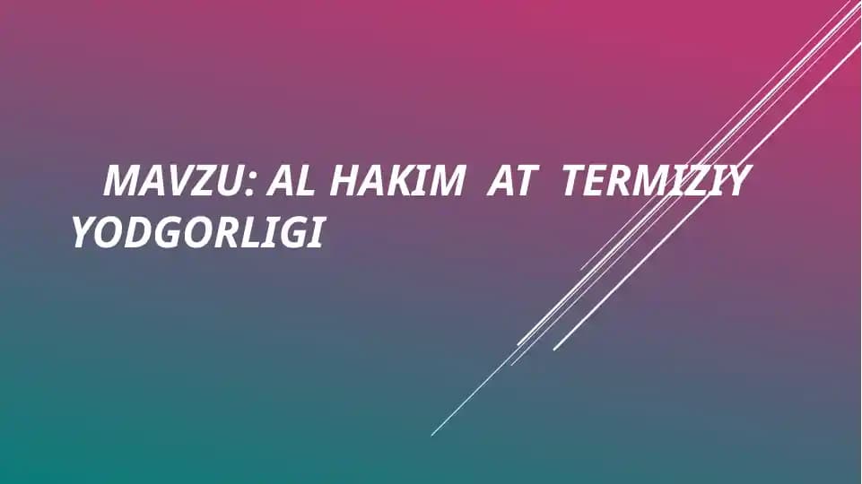 AL HAKIM at TERMiZIY yodgorligi