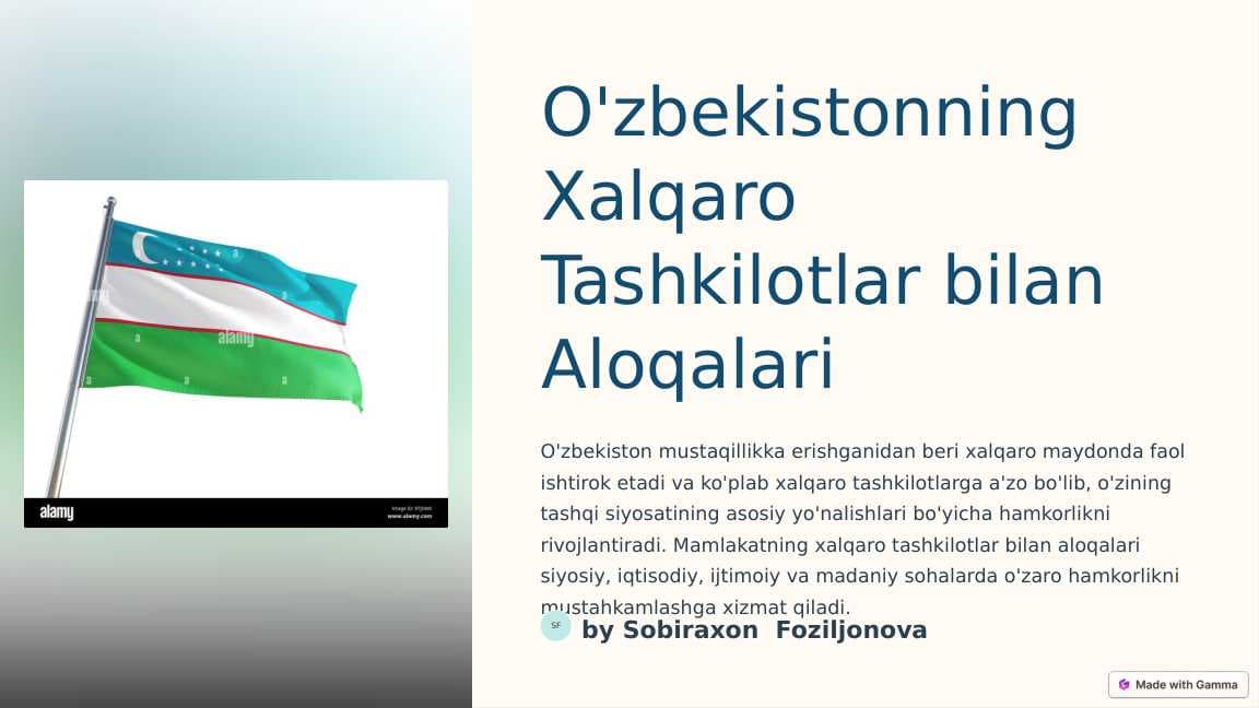 Oʻzbekistonning xalqaro aloqalari