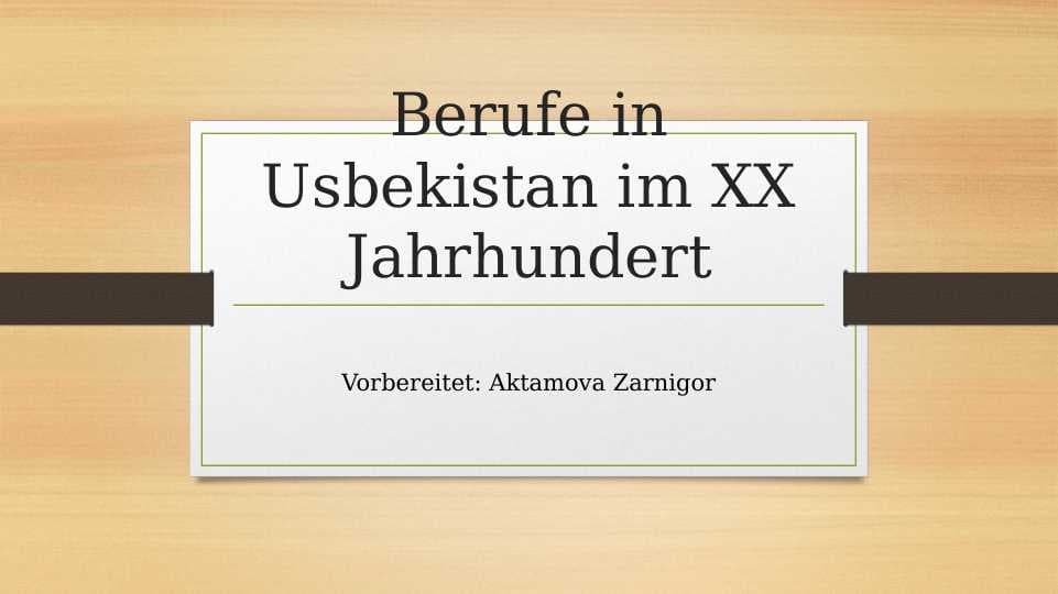 Berufe in Usbekistan im XX Jahrhundert