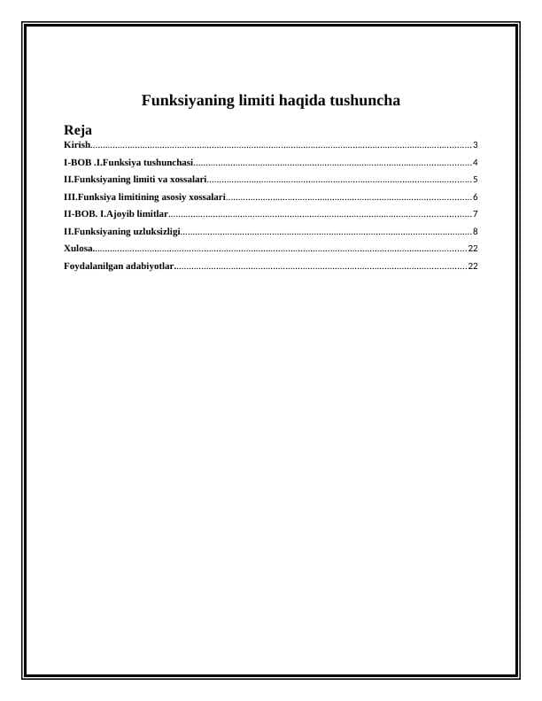 Funksiyaning limiti haqida tushuncha