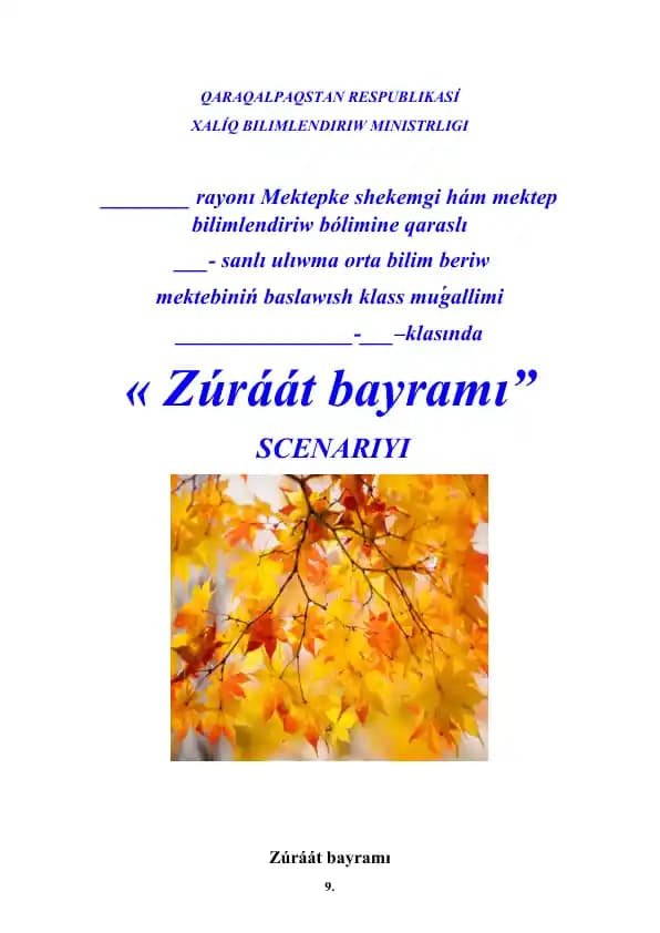 Zùraat bayramina scenariy