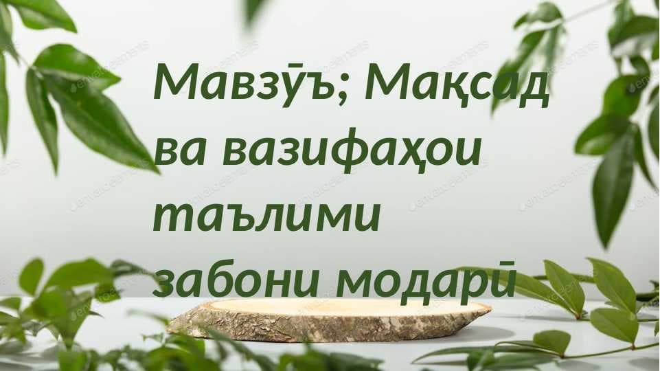 Мақсад ва вазифаҳои таълими забони модари