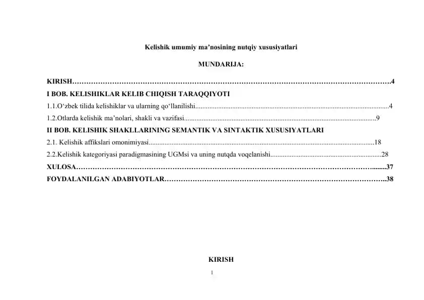 Kelishik Umumiy Maʼnosining Nutqiy Xususiyatlari