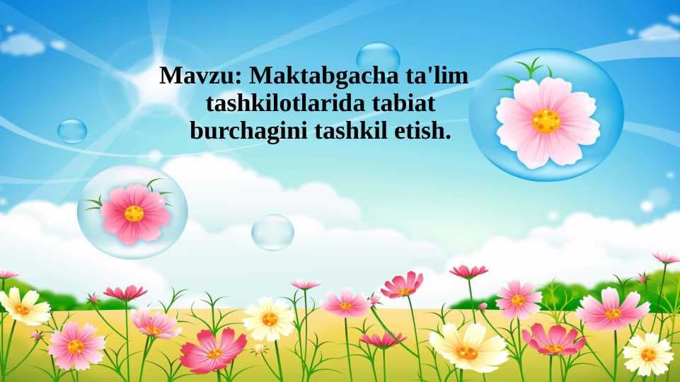 Maktabgacha ta'lim tashkilotlarida tabiat burchagini tashkil etish.