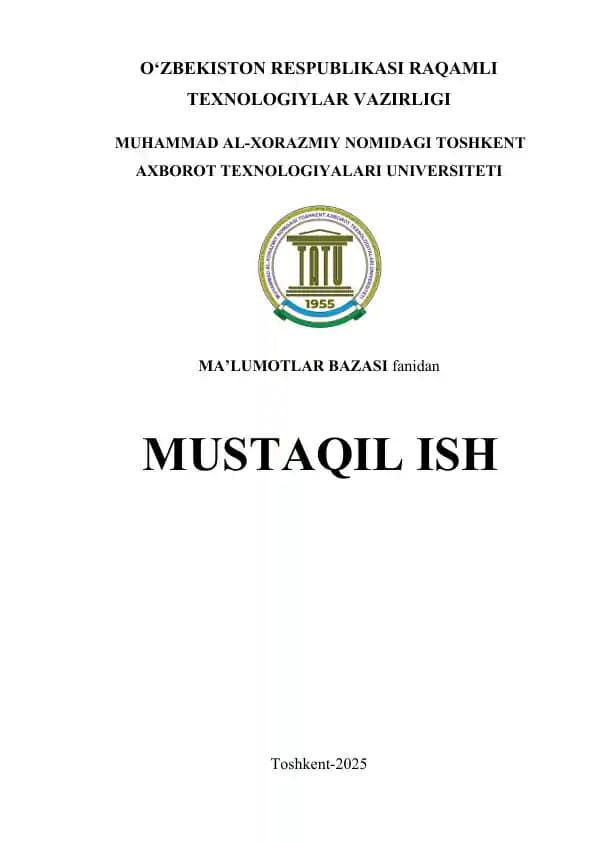 Ma’lumotlar bazasini rеjalashtirish va administratorlash