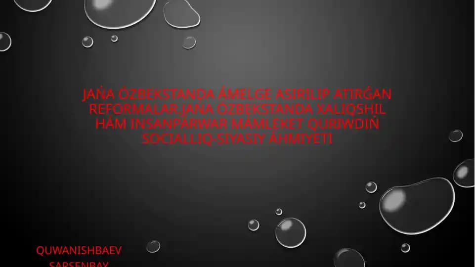 Jana Ozbekistanda amelge asirilip atirgan reformalar