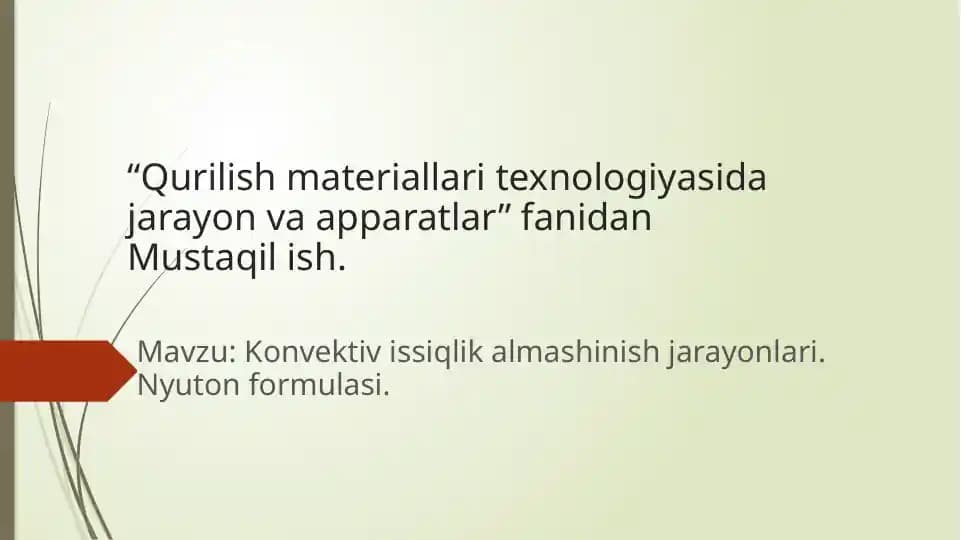 Konvektiv issiqlik almashinish jarayonlari