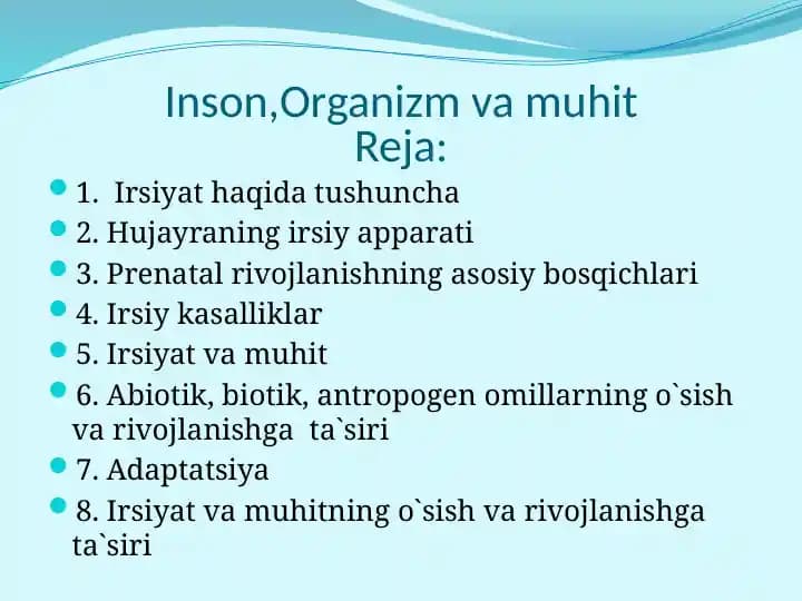 Inson,Organizm va muhit