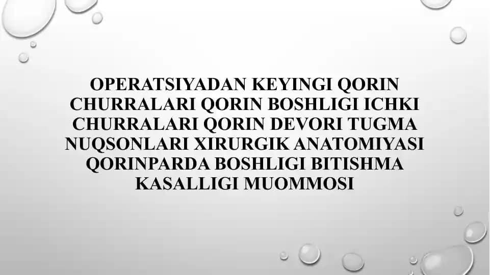 Operatsiyadan keyingi qorin churralari Qorin boshligi ichki churralari Qorin devori tugma nuqsonlari