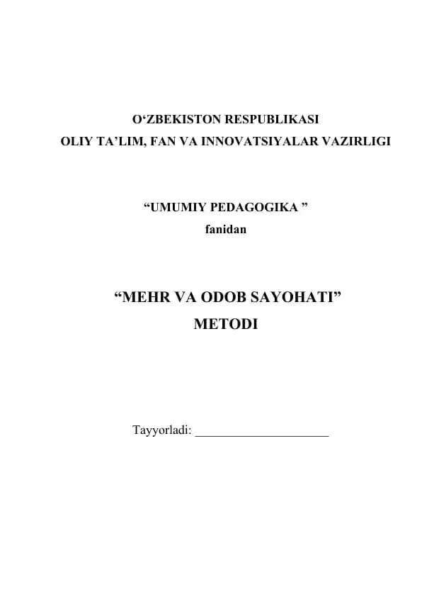 MEHR VA ODOB SAYOHATI