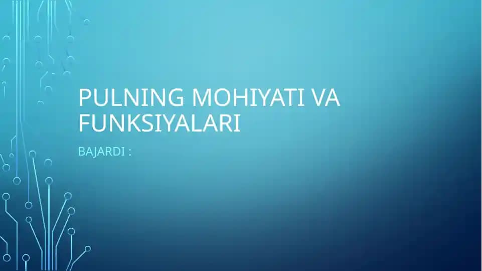 Pulning mohiyati va funksiyalari TAQDIMOT