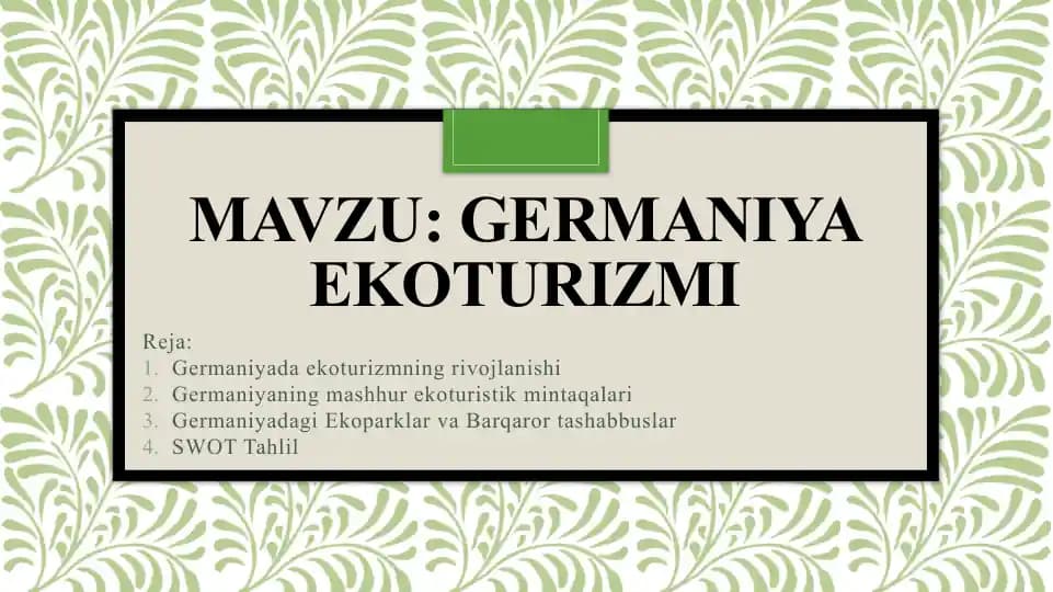 Germaniya ekoturizmi