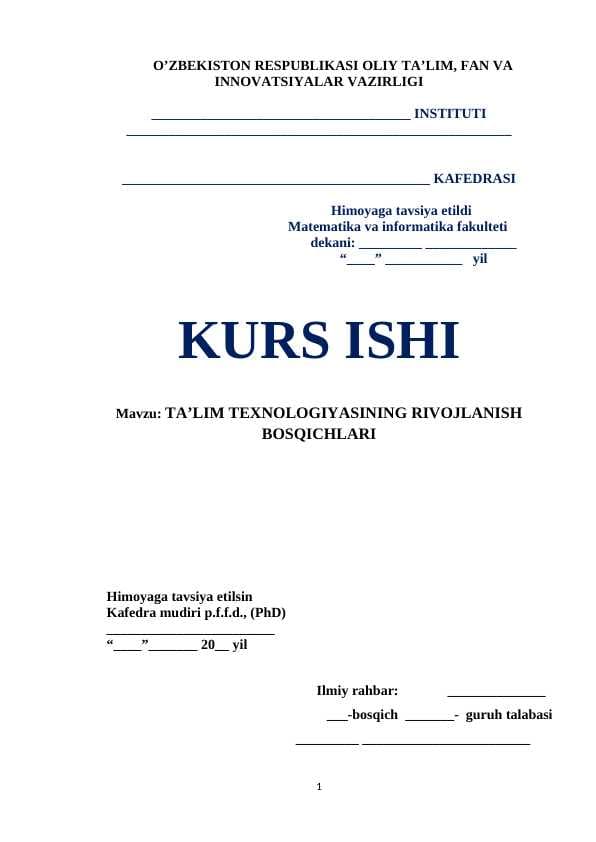 TA’LIM TEXNOLOGIYASINING RIVOJLANISH  BOSQICHLARI