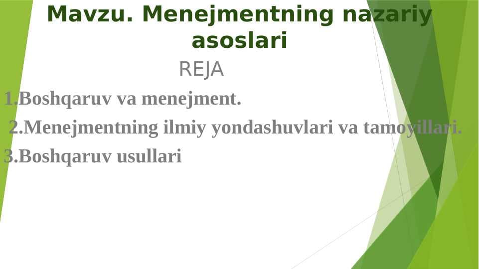 Menejmentning nazariy asoslari