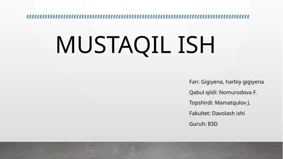 Bemorlarning ovqatlanishini tashkil qilish va uning gigiyenik nazorati