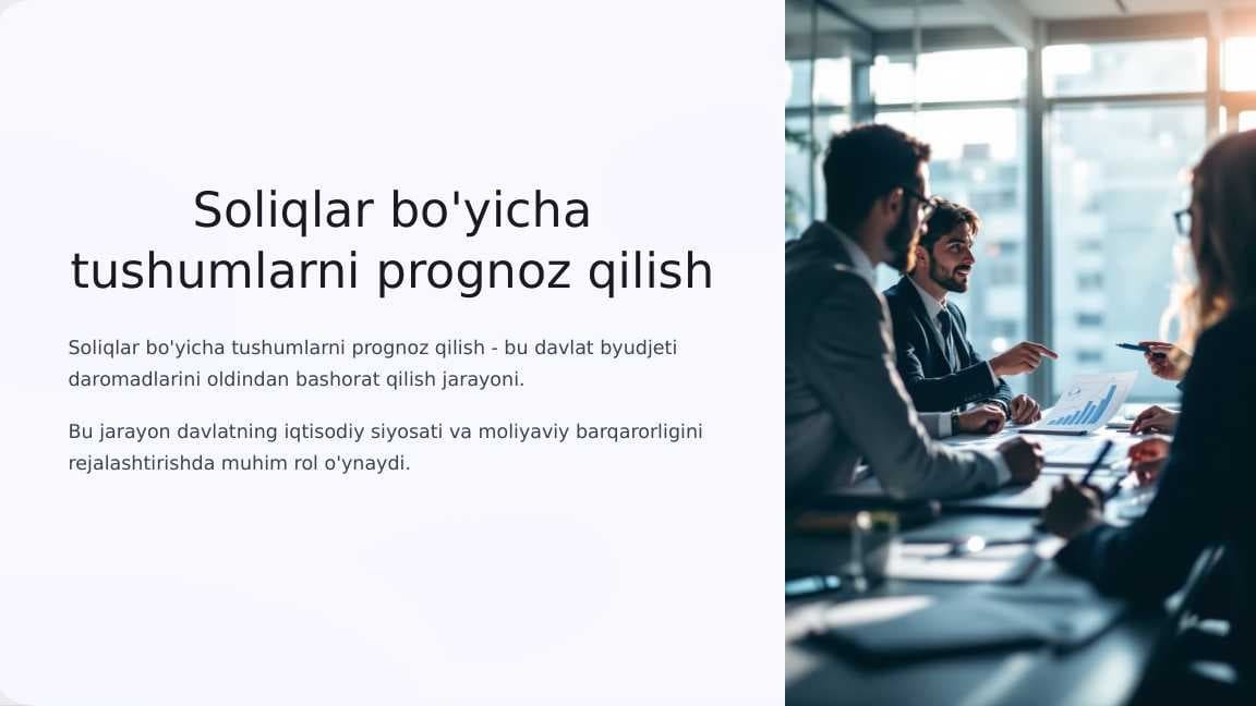 Soliqlar bo'yicha tushumlarni prognoz qilish