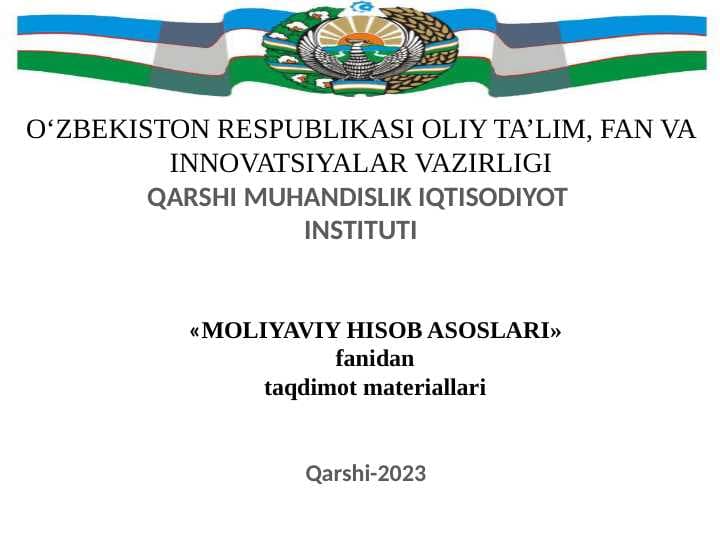 .  NOMODDIY AKTIVLAR HISOBI