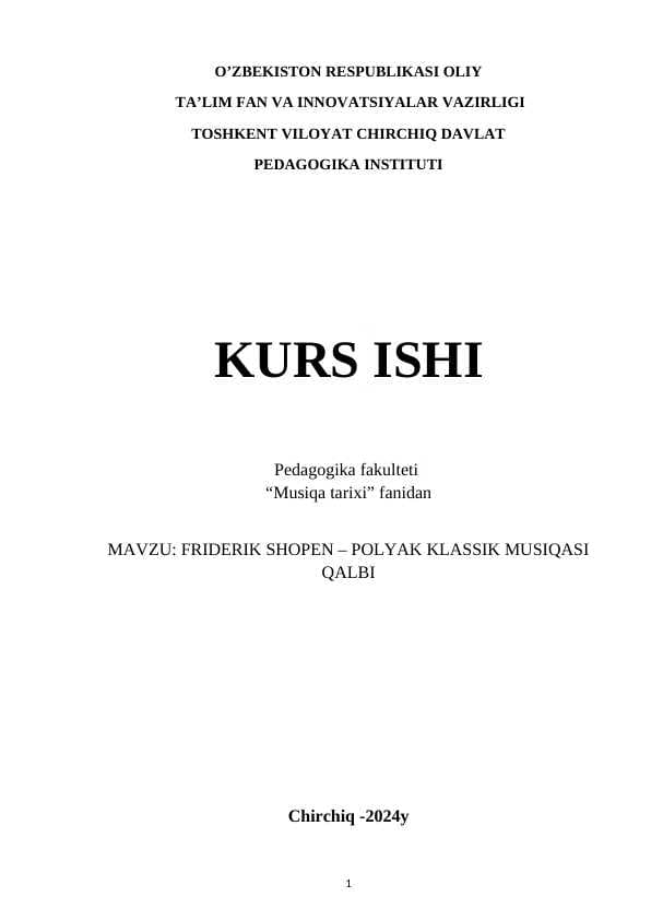 FRIDERIK SHOPEN – POLYAK KLASSIK MUSIQASI QALBI SIFATIDA