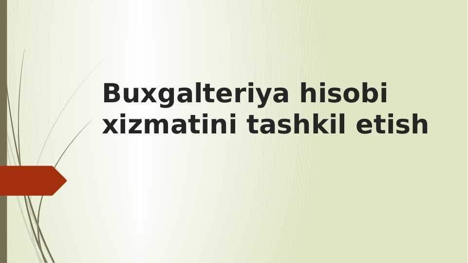 Buxgalteriya hisobi xizmatini tashkil etish