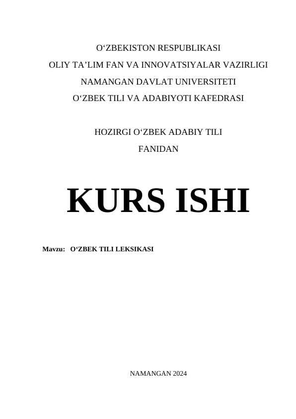 O‘ZBEK TILI LEKSIKASI