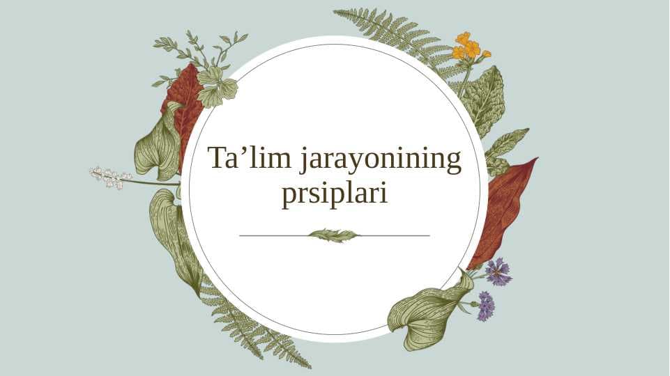 Ta’lim jarayonining prsiplari