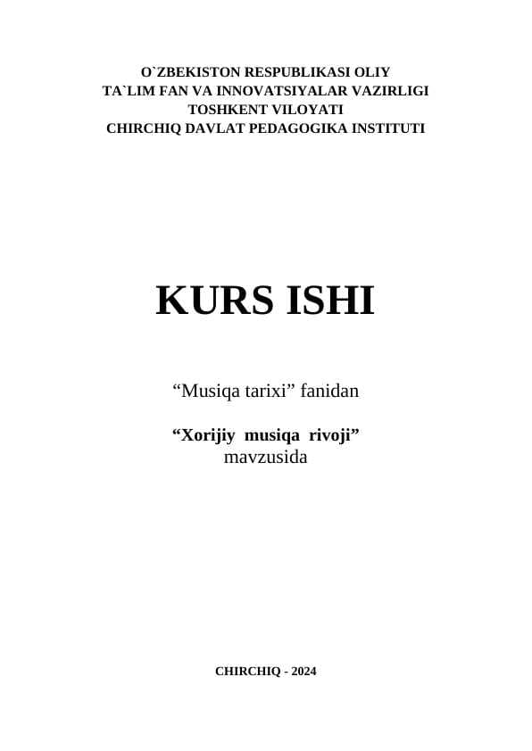 Xorijiy  musiqa  rivoji