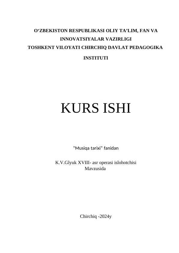 K.V.Glyuk XVIII- asr operasi islohotchisi