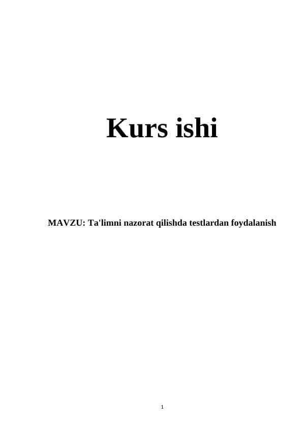 ta'lim jarayonida testlardan foydalanish