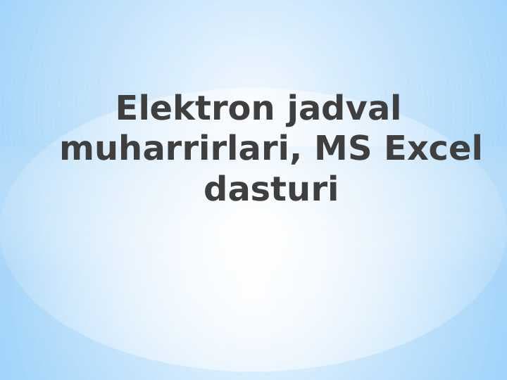 Elektron jadval muharrirlari, MS Excel dasturi