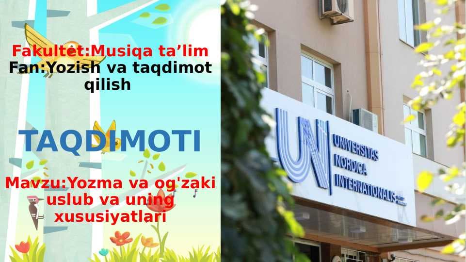 Yozma va og'zaki uslub va uning xususiyatlari
