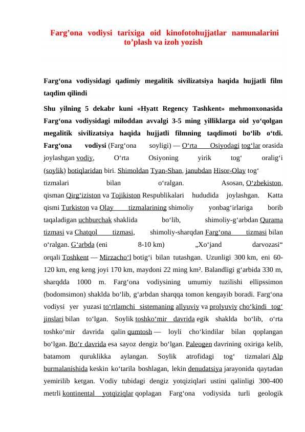 Farg’ona vodiysi  tarixiga  oid  kinofotohujjatlar namunalarini 1