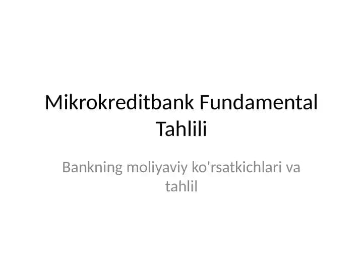 Mikrokreditbank Fundamental Tahlili