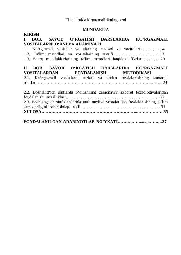Til ta'limida kirgazmalilikning o'rni