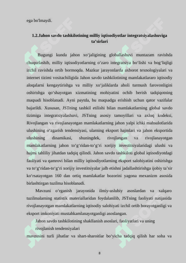 JAHON SAVDO TASHKILOTI RIVOJLANISH BOSQICHLARI