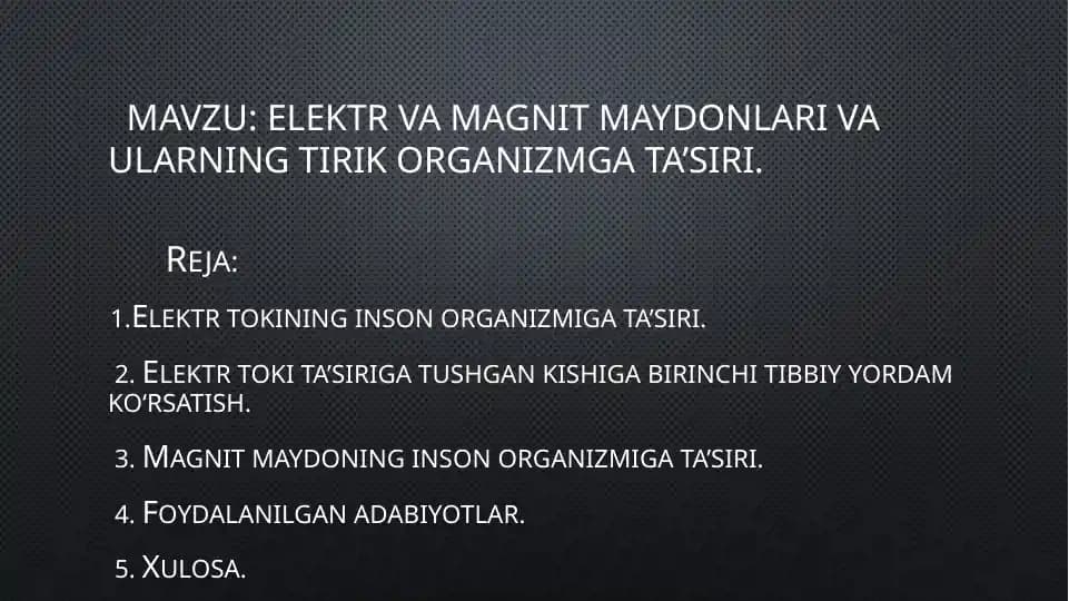 Elektr magnit maydonlari va ularning tirik organizmlarga taʼsiri