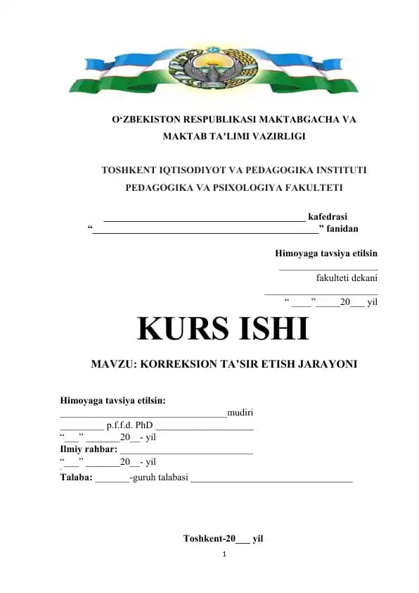 KORREKSION TA’SIR ETISH JARAYONI