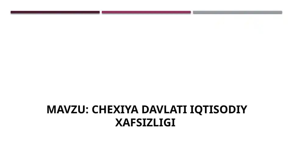 Chexiya davlati Iqtisodiy xafsizligi